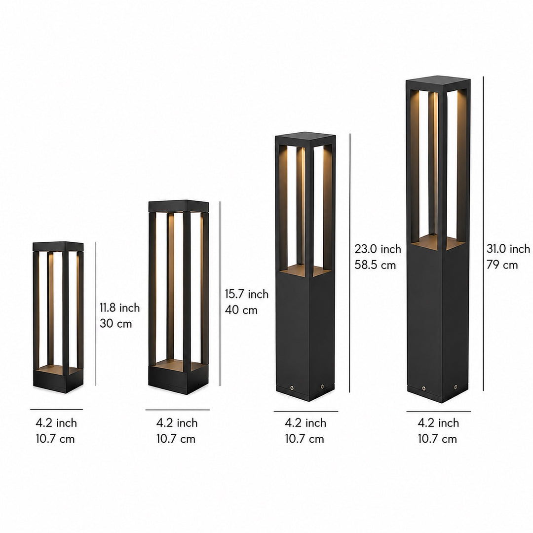 Modern LED Bollard Light Adjustable Height Black Aluminum IP54 Warm White Garden Fixture