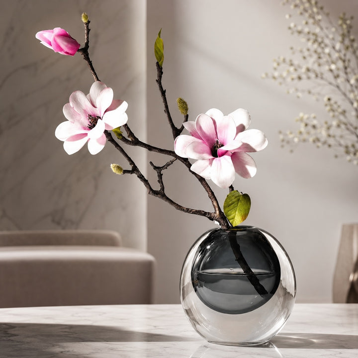 Contemporary Decorative Vase Handcrafted Glass 14.5cm Unique Refraction Design for Floral Arrangements