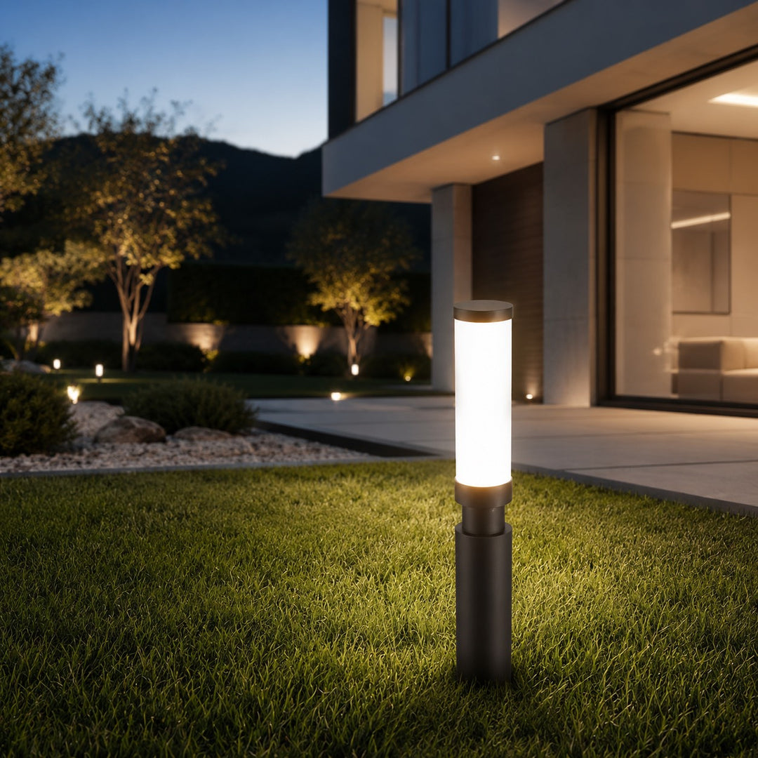 Modern Outdoor Bollard Light Waterproof Aluminum Acrylic 6W LED Warm White IP55 Garden Lights