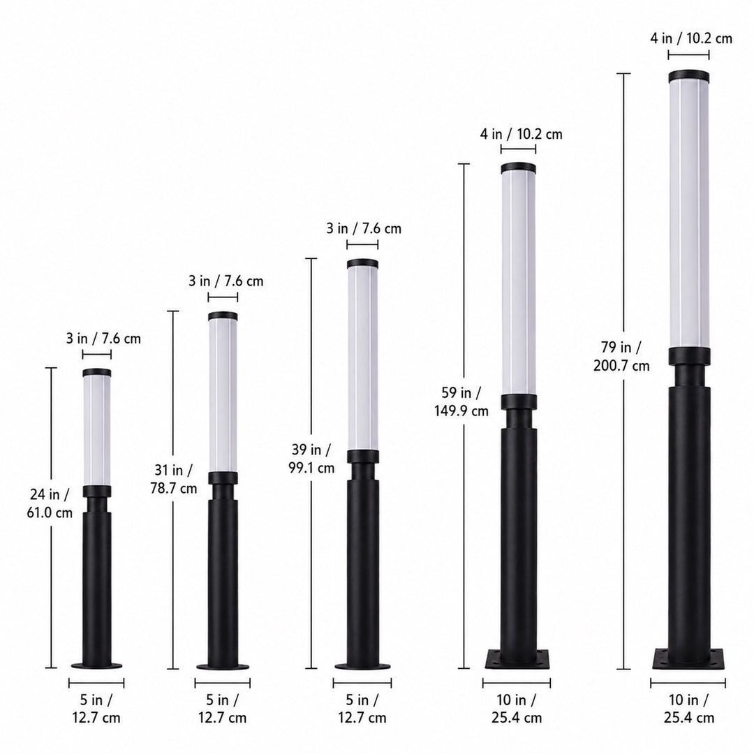 Modern Outdoor Bollard Light Waterproof Aluminum Acrylic 6W LED Warm White IP55 Garden Lights