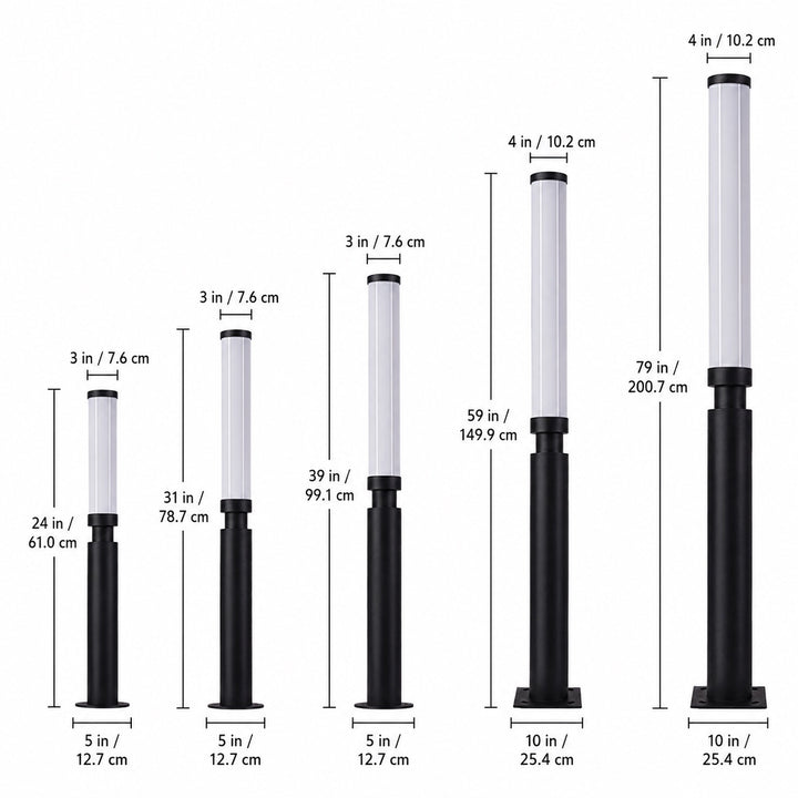 Modern Outdoor Bollard Light Waterproof Aluminum Acrylic 6W LED Warm White IP55 Garden Lights