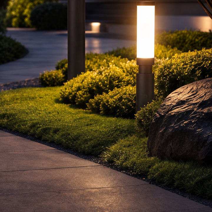 Modern Outdoor Bollard Light Waterproof Aluminum Acrylic 6W LED Warm White IP55 Garden Lights
