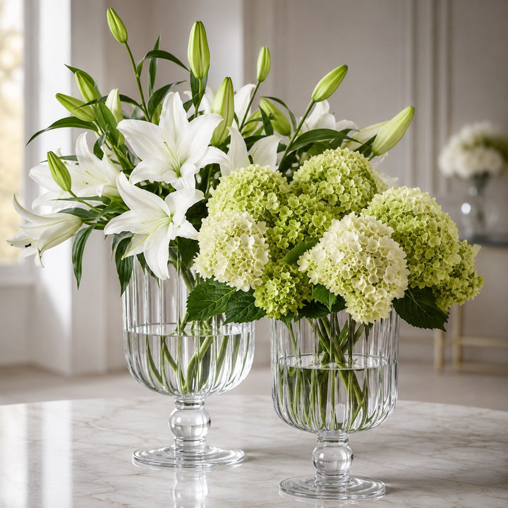 Modern Glass Flower Vase with Versatile Design for Floral Arrangements and Candle Displays