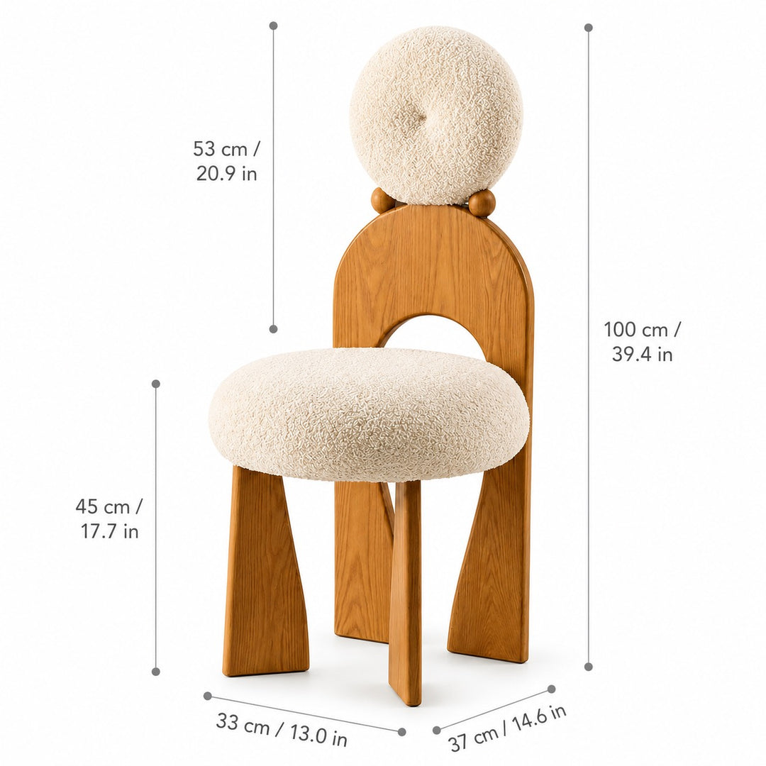 Modern Dining Chair with Arched Wooden Frame and Fully Cushioned Rounded Backrest