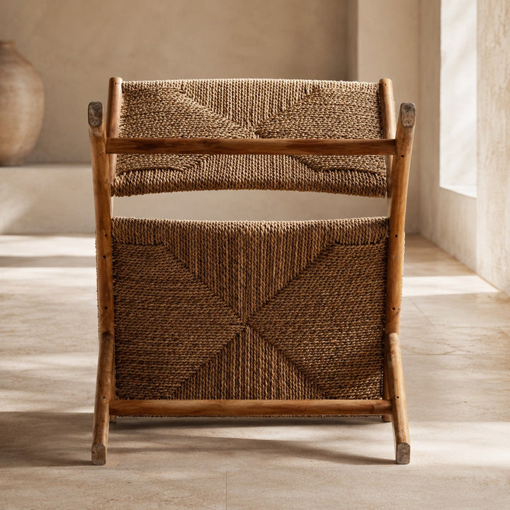 Nordic Single Sofa Chair Solid Ash Wood Frame Handwoven Vine Relaxed Recline Design