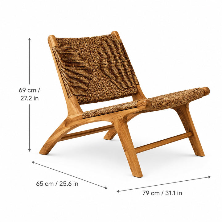 Nordic Single Sofa Chair Solid Ash Wood Frame Handwoven Vine Relaxed Recline Design