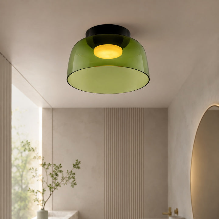 Modern Flush Mount Ceiling Light Glass LED Fixture for Home Lighting 12 Inch Diameter
