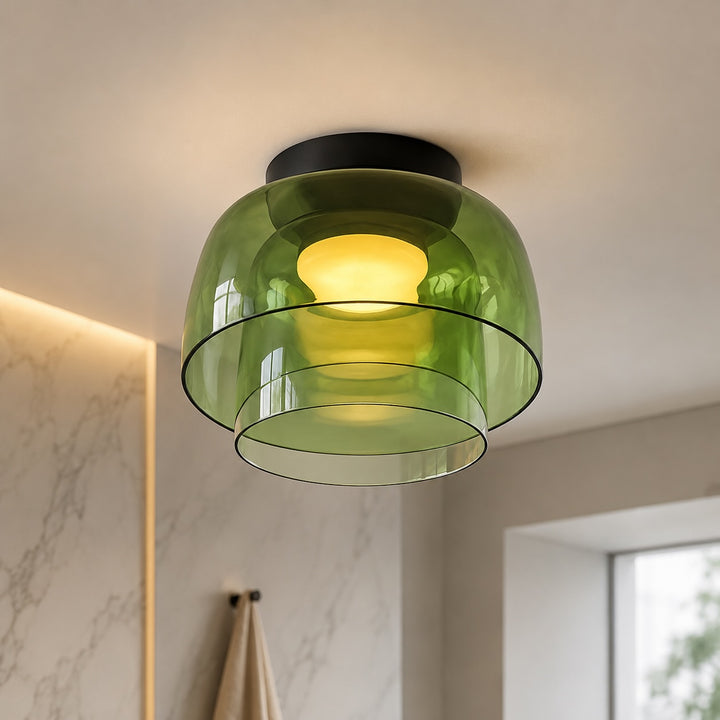 Modern Flush Mount Ceiling Light Glass LED Fixture for Home Lighting 12 Inch Diameter