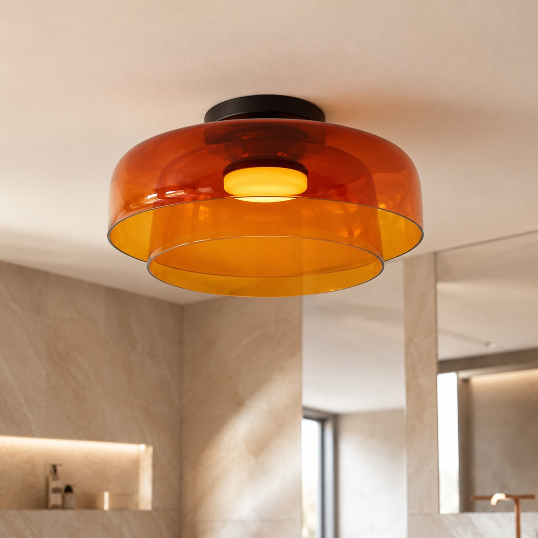 Modern Flush Mount Ceiling Light Glass LED Fixture for Home Lighting 12 Inch Diameter
