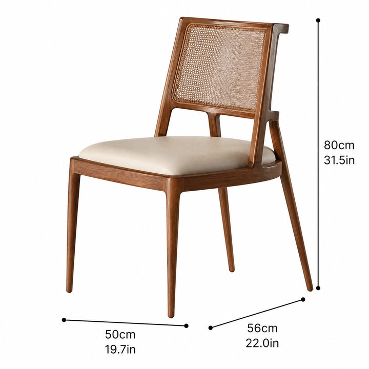 Modern Dining Chair with Woven Backrest Solid Wood Frame Upholstered Seat for Comfort