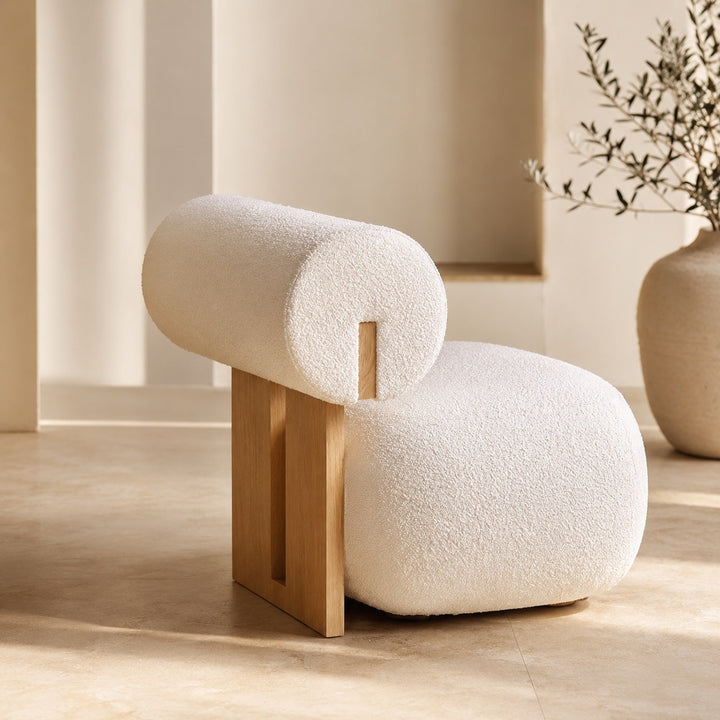 Contemporary Dining Chair Rounded Upholstered Seat Lacquered Wood Frame High-Resilience Sponge