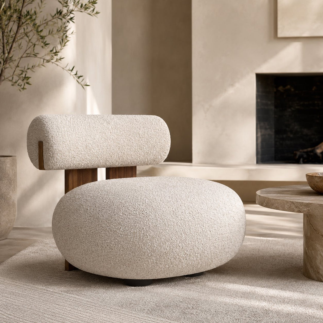 Contemporary Dining Chair Rounded Upholstered Seat Lacquered Wood Frame High-Resilience Sponge