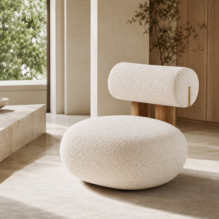Contemporary Dining Chair Rounded Upholstered Seat Lacquered Wood Frame High-Resilience Sponge