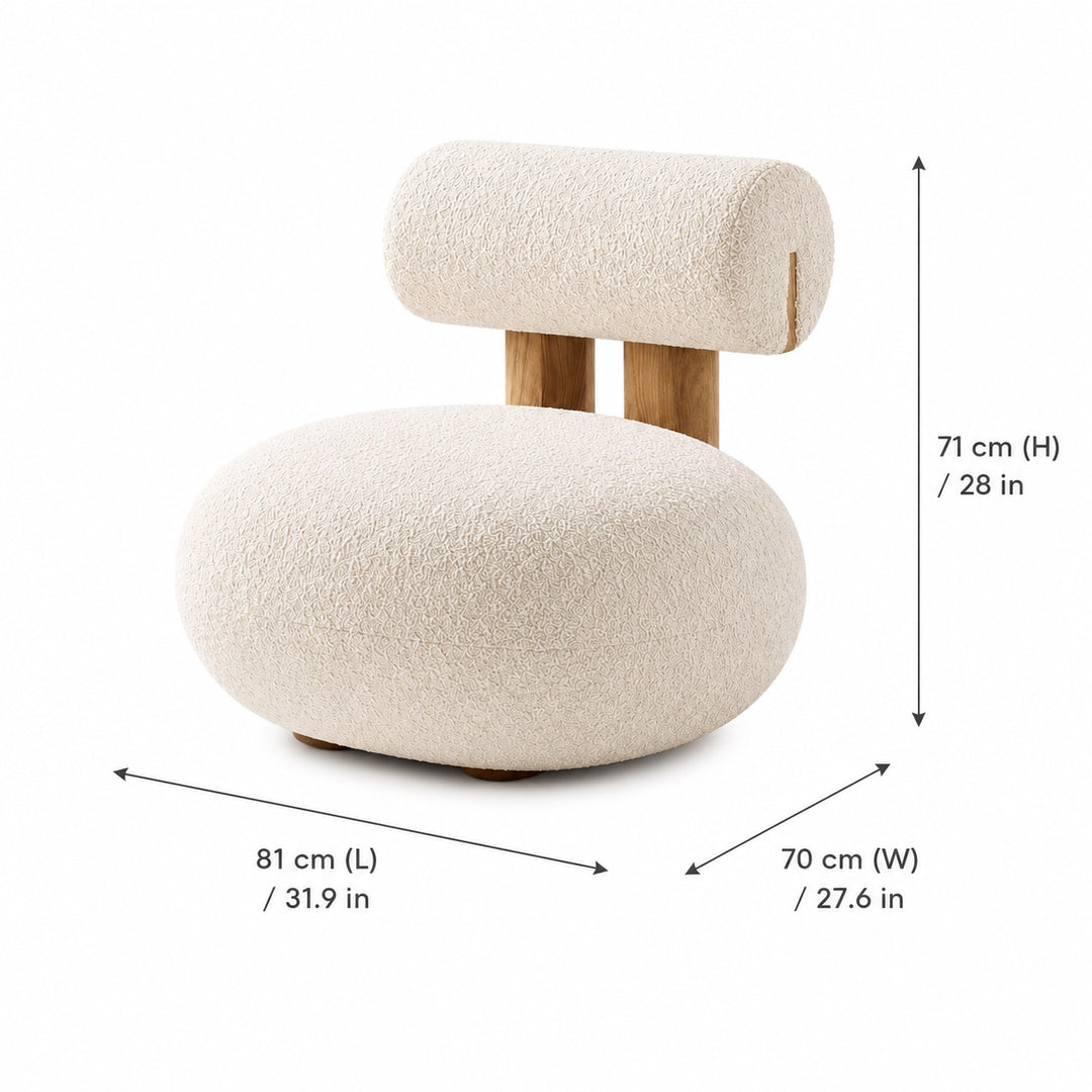 Contemporary Dining Chair Rounded Upholstered Seat Lacquered Wood Frame High-Resilience Sponge