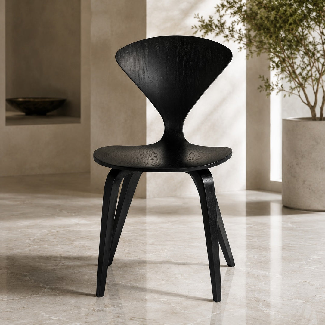 Modern Black Dining Chairs Set of 4 with Ergonomic Bentwood Butterfly Backrest for Dining Rooms