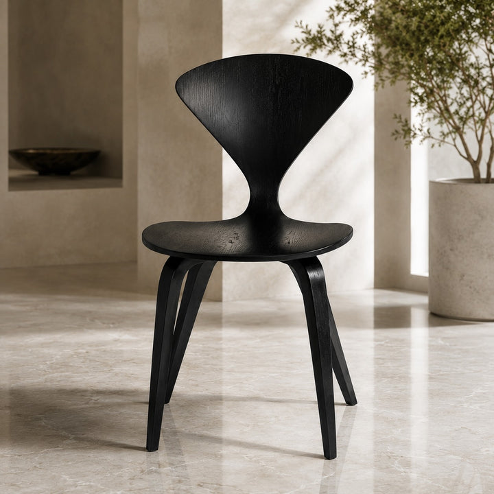 Modern Black Dining Chairs Set of 4 with Ergonomic Bentwood Butterfly Backrest for Dining Rooms