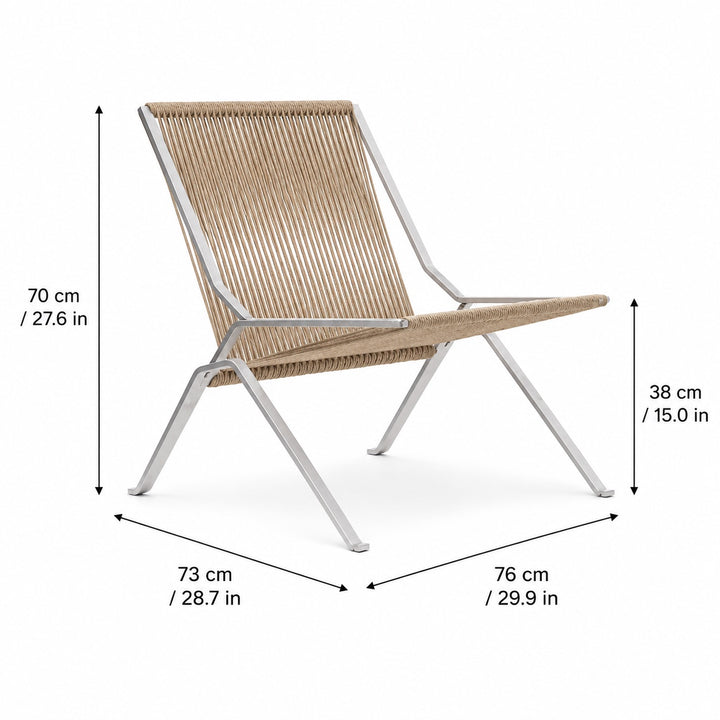 Modern Leisure Chair with Stainless Steel Frame and Woven Rope Seat for Contemporary Spaces