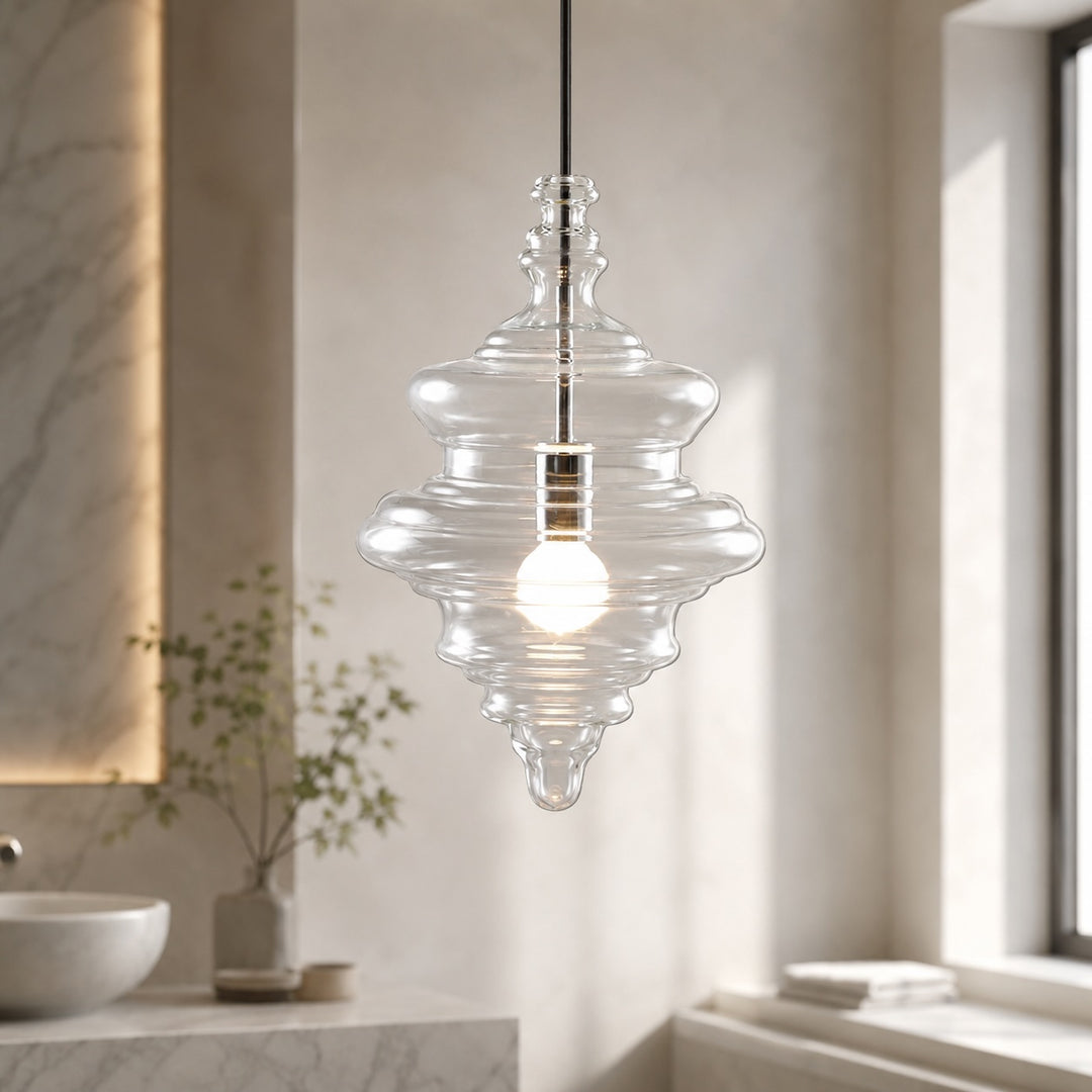 Modern Glass Pendant Light Hanging Fixture Adjustable LED Ceiling Mount Lighting