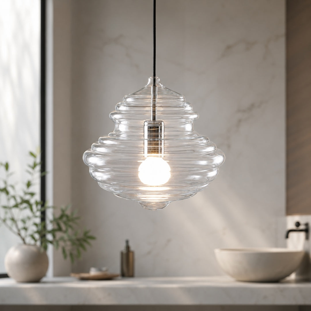 Modern Glass Pendant Light Hanging Fixture Adjustable LED Ceiling Mount Lighting