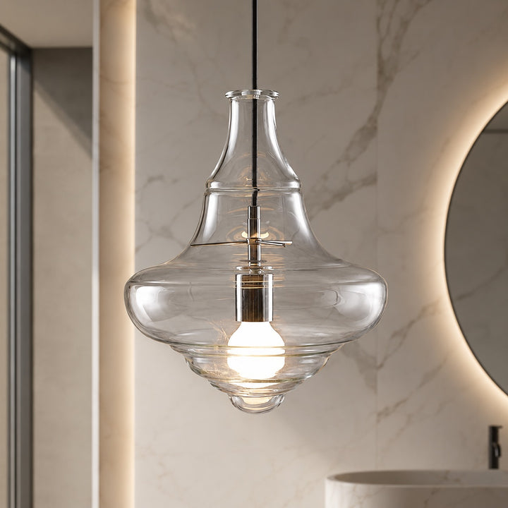 Modern Glass Pendant Light Hanging Fixture Adjustable LED Ceiling Mount Lighting