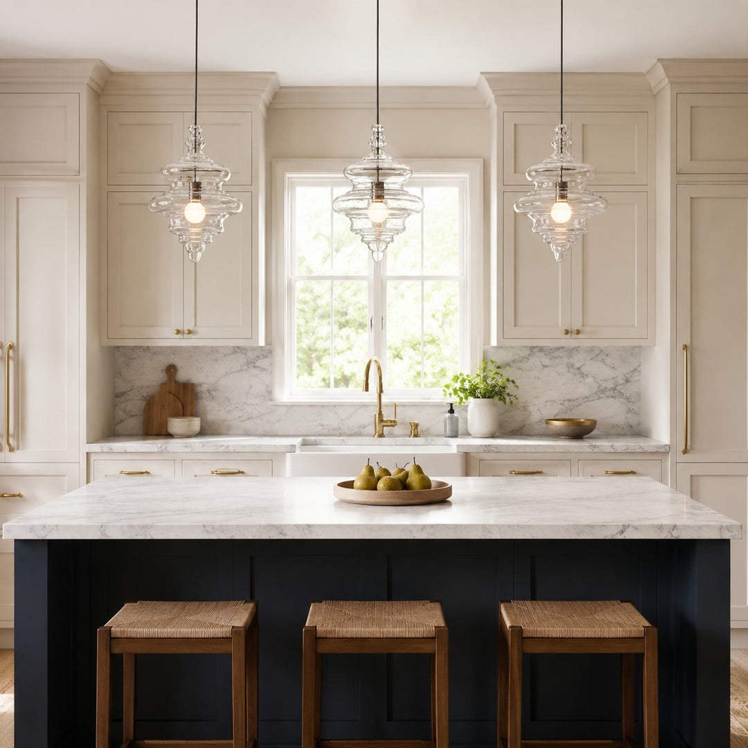 Modern Glass Pendant Light Hanging Fixture Adjustable LED Ceiling Mount Lighting