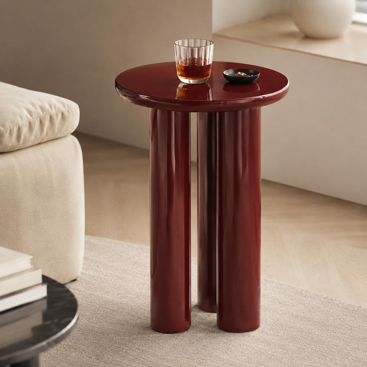 Modern Circular Side Table Solid Wood Triple-Leg Structure Compact Design for Small Spaces