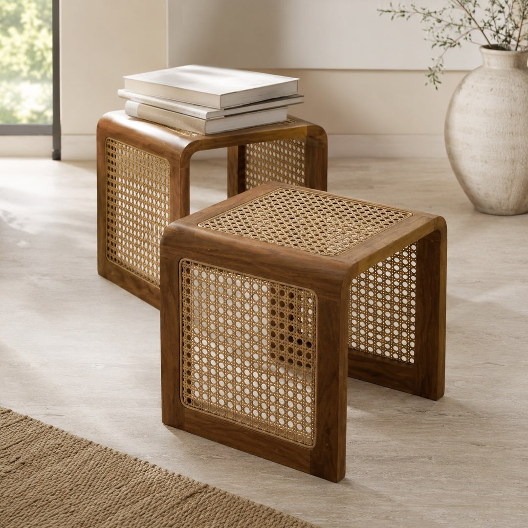 Minimalist Cube Table Solid Wood Compact Design Indoor Accent Furniture