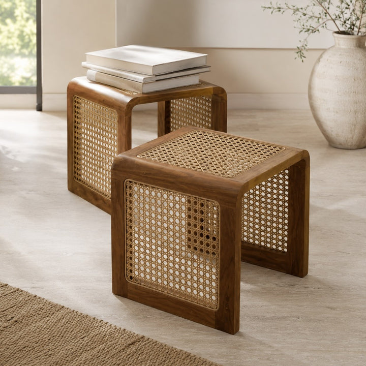 Minimalist Cube Table Solid Wood Compact Design Indoor Accent Furniture