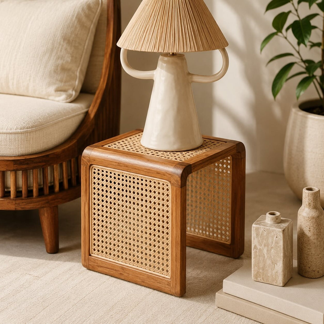 Minimalist Cube Table Solid Wood Compact Design Indoor Accent Furniture