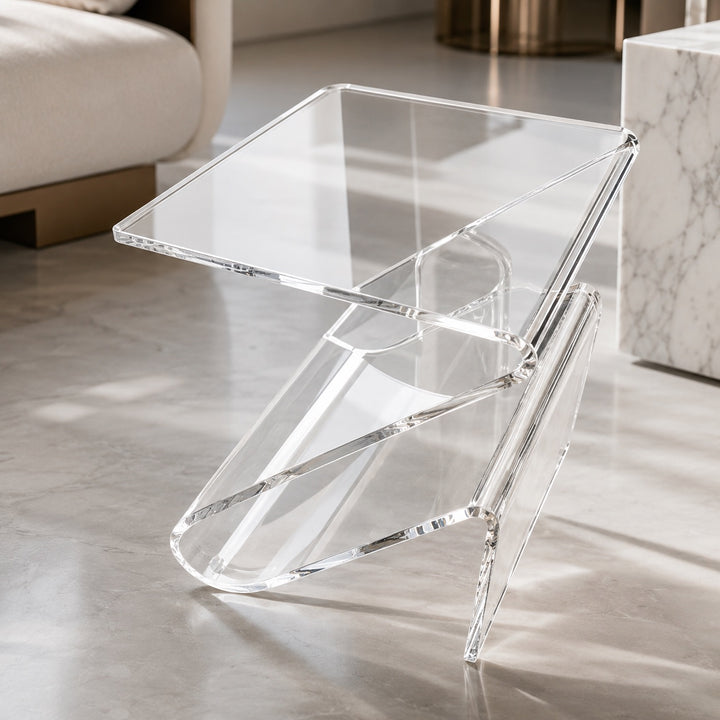 Modern Acrylic Bedside Table Compact Transparent Design Functional Small Side Table