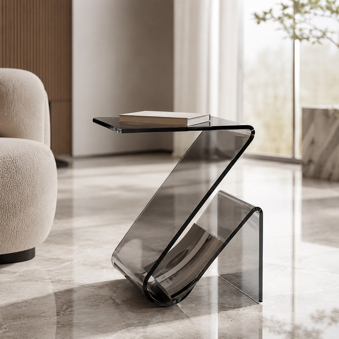 Modern Acrylic Bedside Table Compact Transparent Design Functional Small Side Table