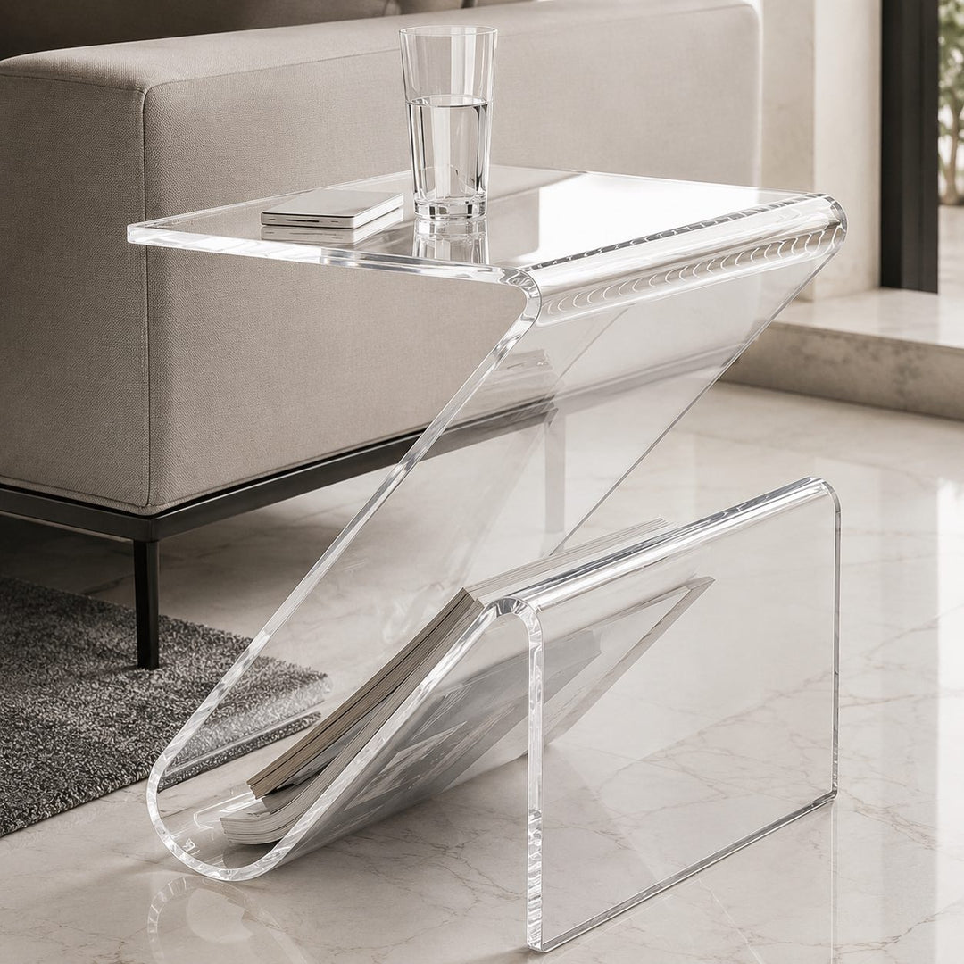 Modern Acrylic Bedside Table Compact Transparent Design Functional Small Side Table