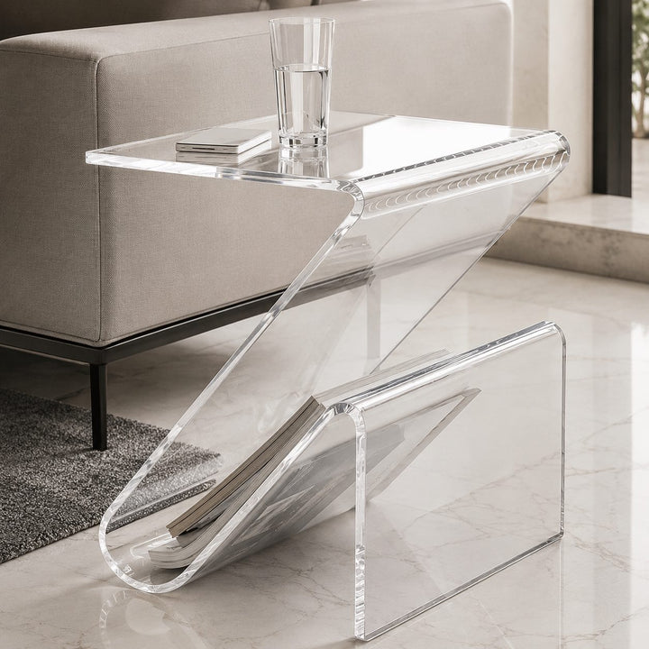 Modern Acrylic Bedside Table Compact Transparent Design Functional Small Side Table