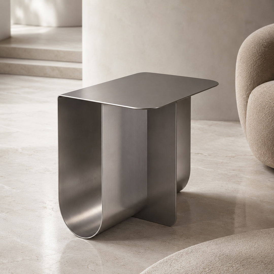 Modern Small Side Table Stainless Steel Easy Assembly for Compact Living Spaces