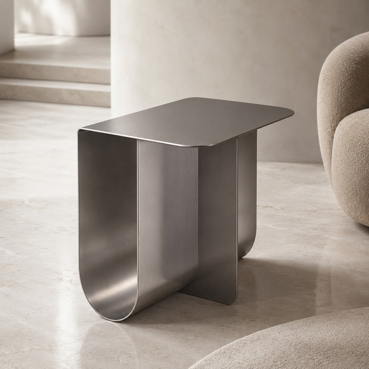 Modern Small Side Table Stainless Steel Easy Assembly for Compact Living Spaces