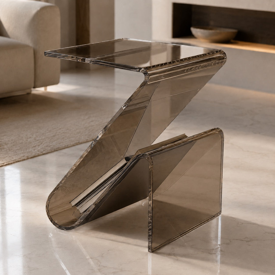 Modern Acrylic Bedside Table Compact Transparent Design Functional Small Side Table