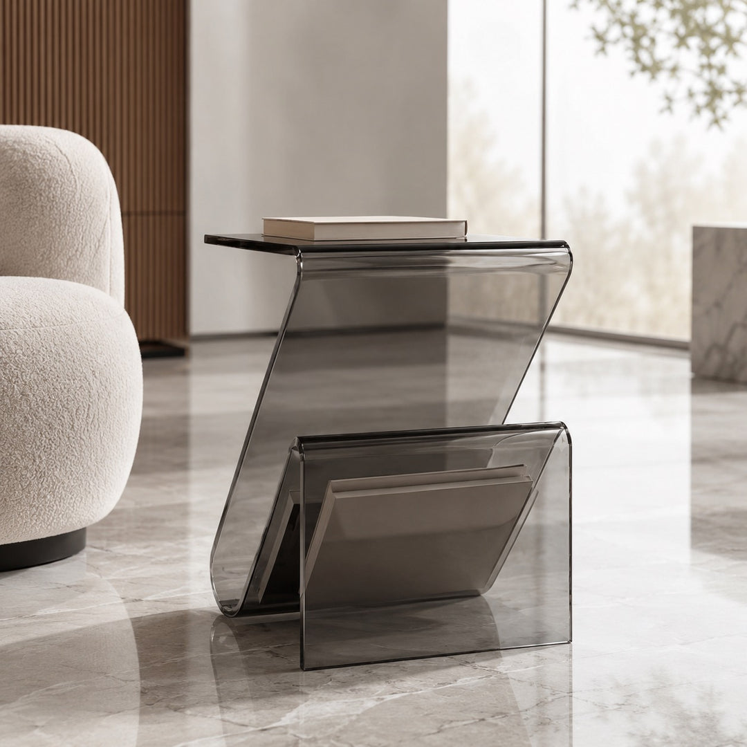 Modern Acrylic Bedside Table Compact Transparent Design Functional Small Side Table