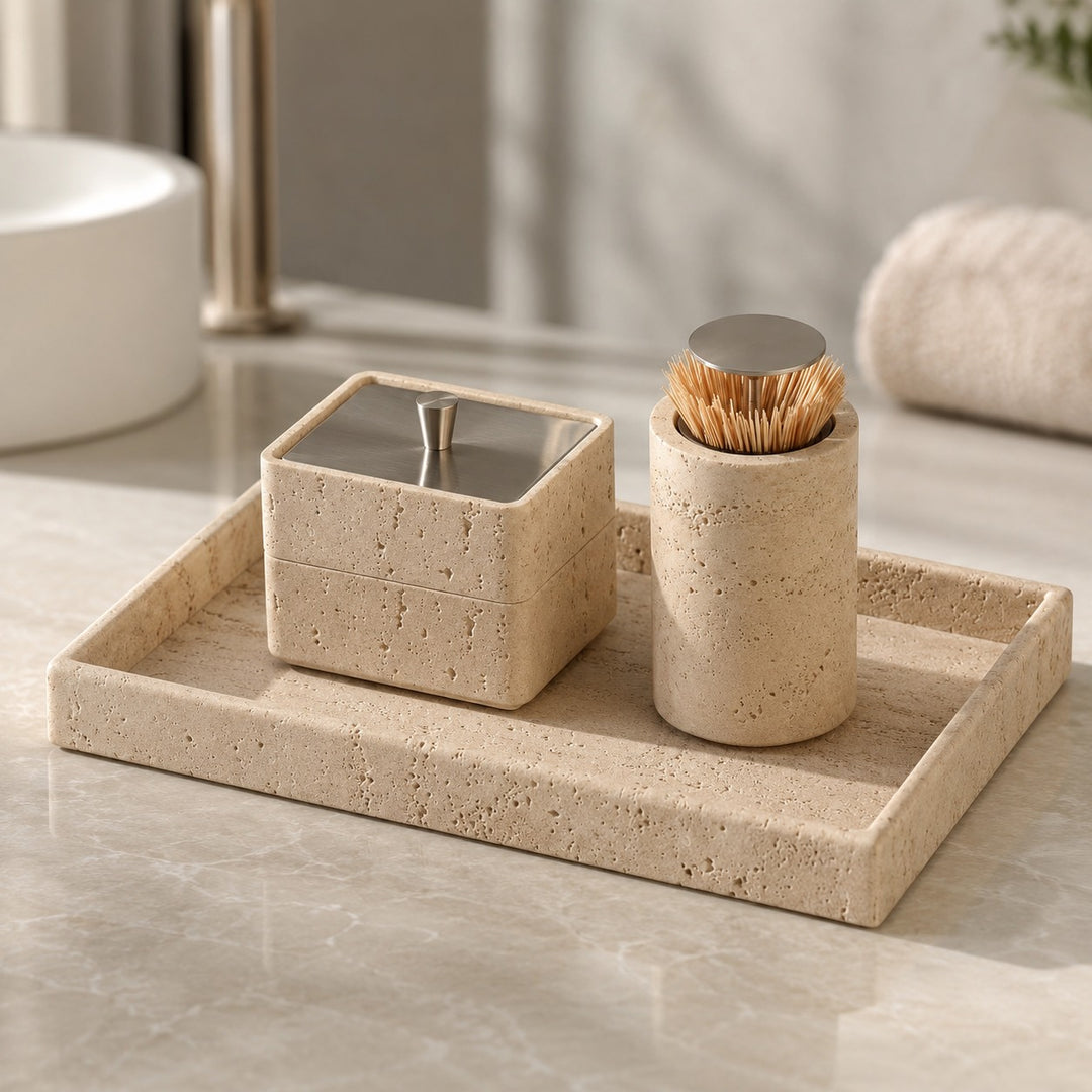 Minimalist Decorative Tray Sandstone Accent for Bathroom Vanity and Home Decor