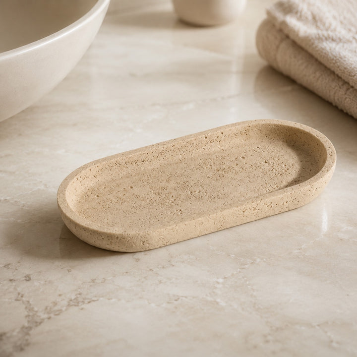 Minimalist Decorative Tray Sandstone Accent for Bathroom Vanity and Home Decor