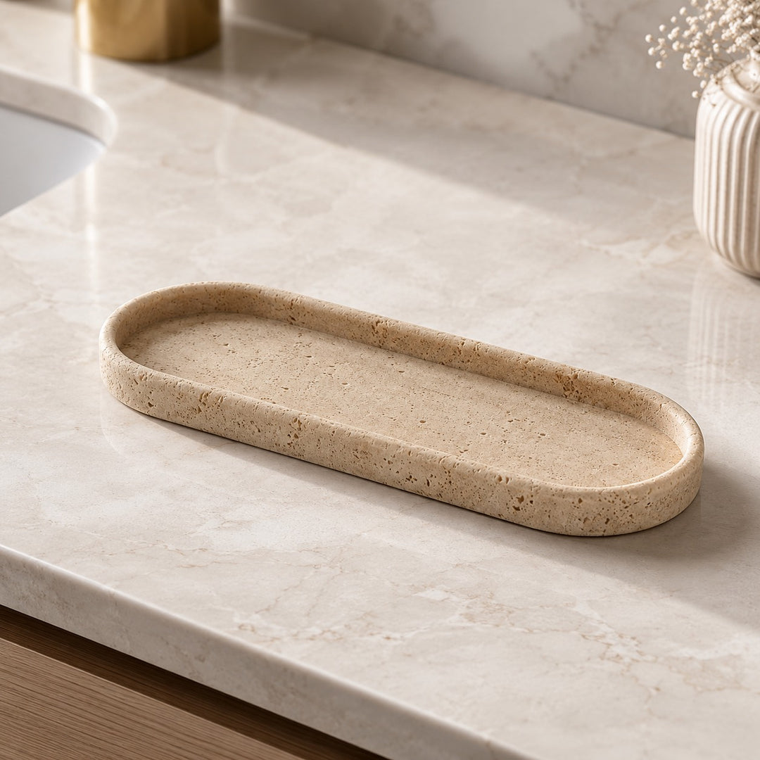 Minimalist Decorative Tray Sandstone Accent for Bathroom Vanity and Home Decor