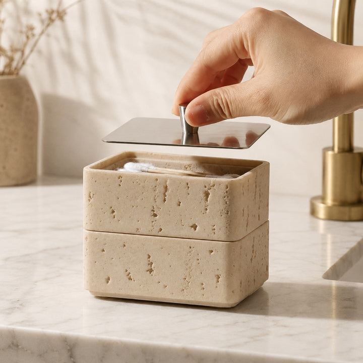 Modern Jewelry Storage Case Compact Natural Stone Design with Elegant Glossy Finish
