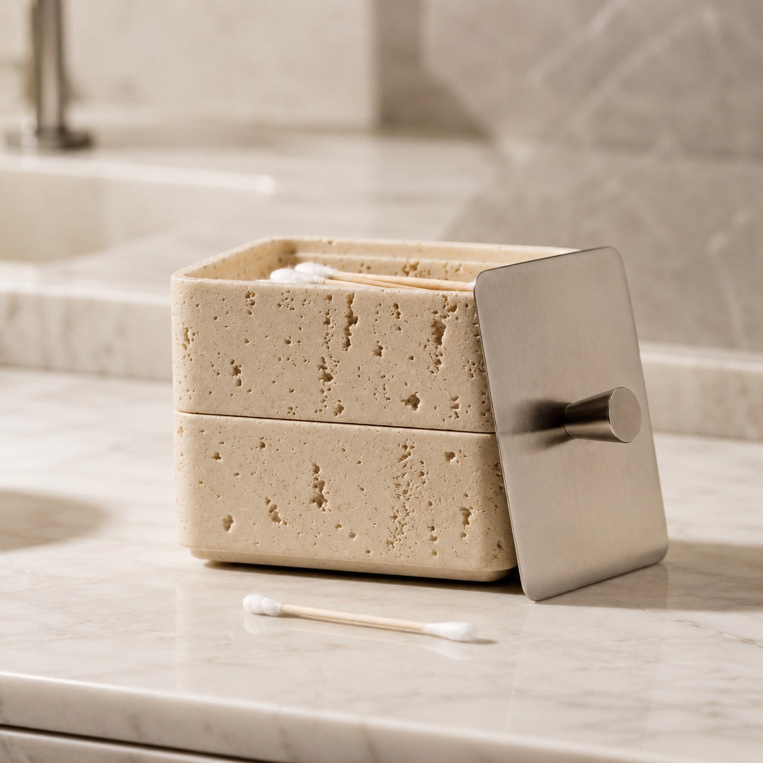 Modern Jewelry Storage Case Compact Natural Stone Design with Elegant Glossy Finish
