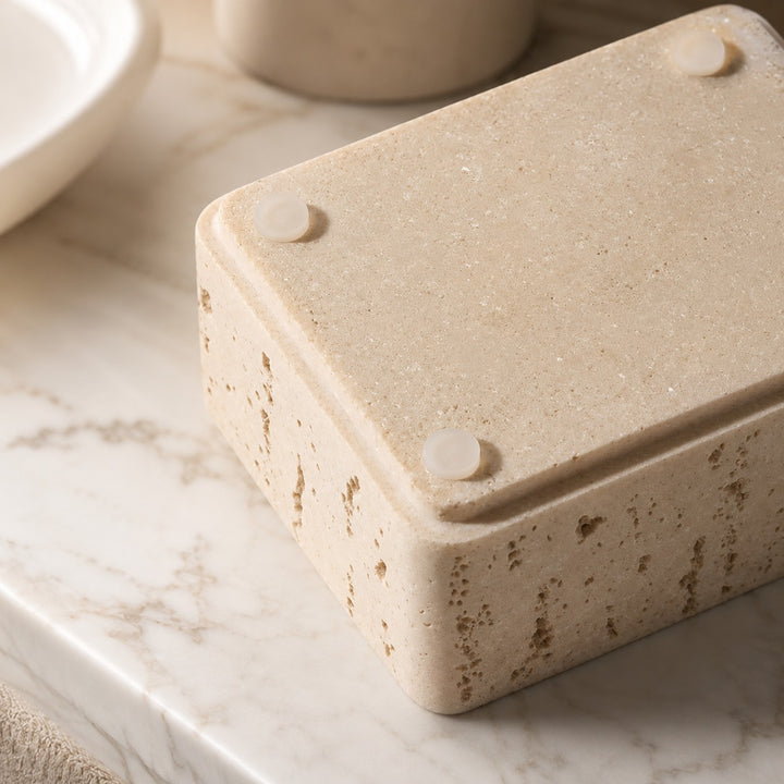 Modern Jewelry Storage Case Compact Natural Stone Design with Elegant Glossy Finish