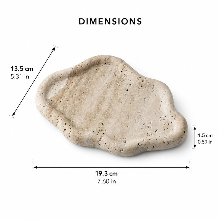 Modern Jewelry Tray Cloud Shape Natural Travertine with Raised Edges for Elegant Organization
