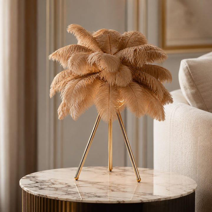 Nordic Style Table Lamp Adjustable USB Powered LED with Feather Shade for Bedroom or Desk
