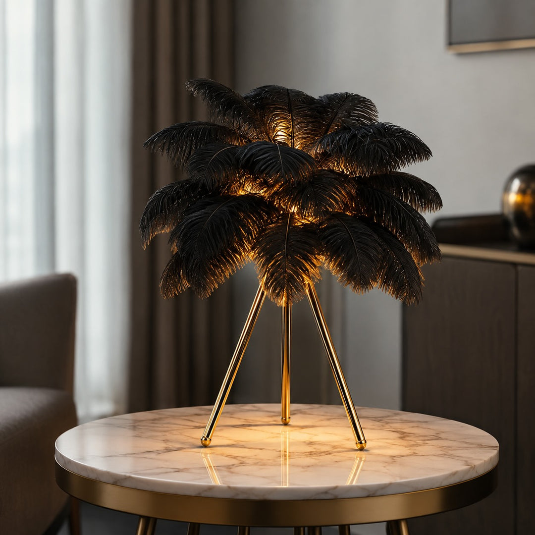 Nordic Style Table Lamp Adjustable USB Powered LED with Feather Shade for Bedroom or Desk