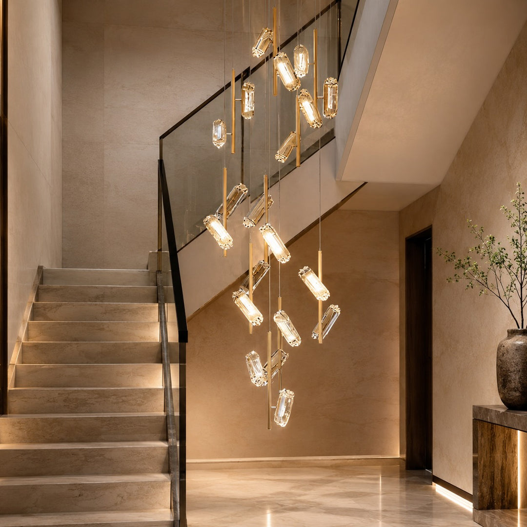 Modern Chandelier Light Adjustable Hanging Fixture Aluminum Frame Acrylic Shade 20-Light LED