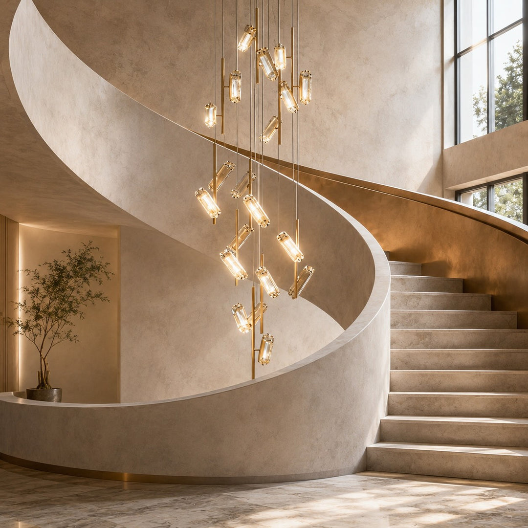Modern Chandelier Light Adjustable Hanging Fixture Aluminum Frame Acrylic Shade 20-Light LED