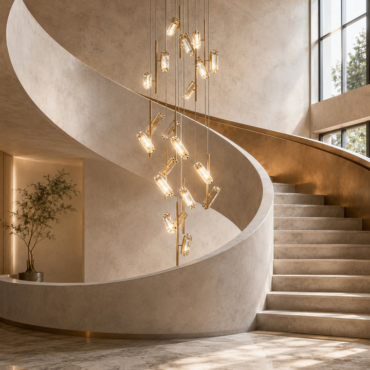 Modern Chandelier Light Adjustable Hanging Fixture Aluminum Frame Acrylic Shade 20-Light LED