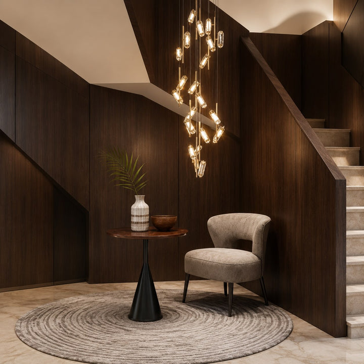 Modern Chandelier Light Adjustable Hanging Fixture Aluminum Frame Acrylic Shade 20-Light LED